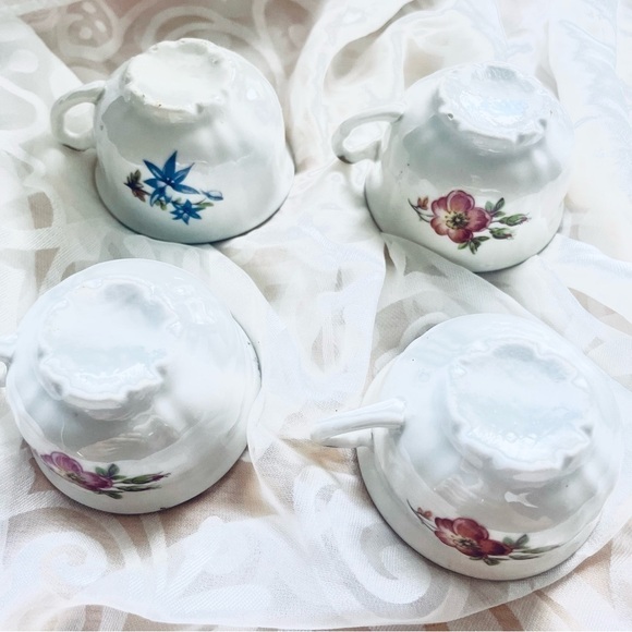 Vintage Small Teacup and Saucer Set | White European Porcelain with Gold Trim - Picture 10 of 15